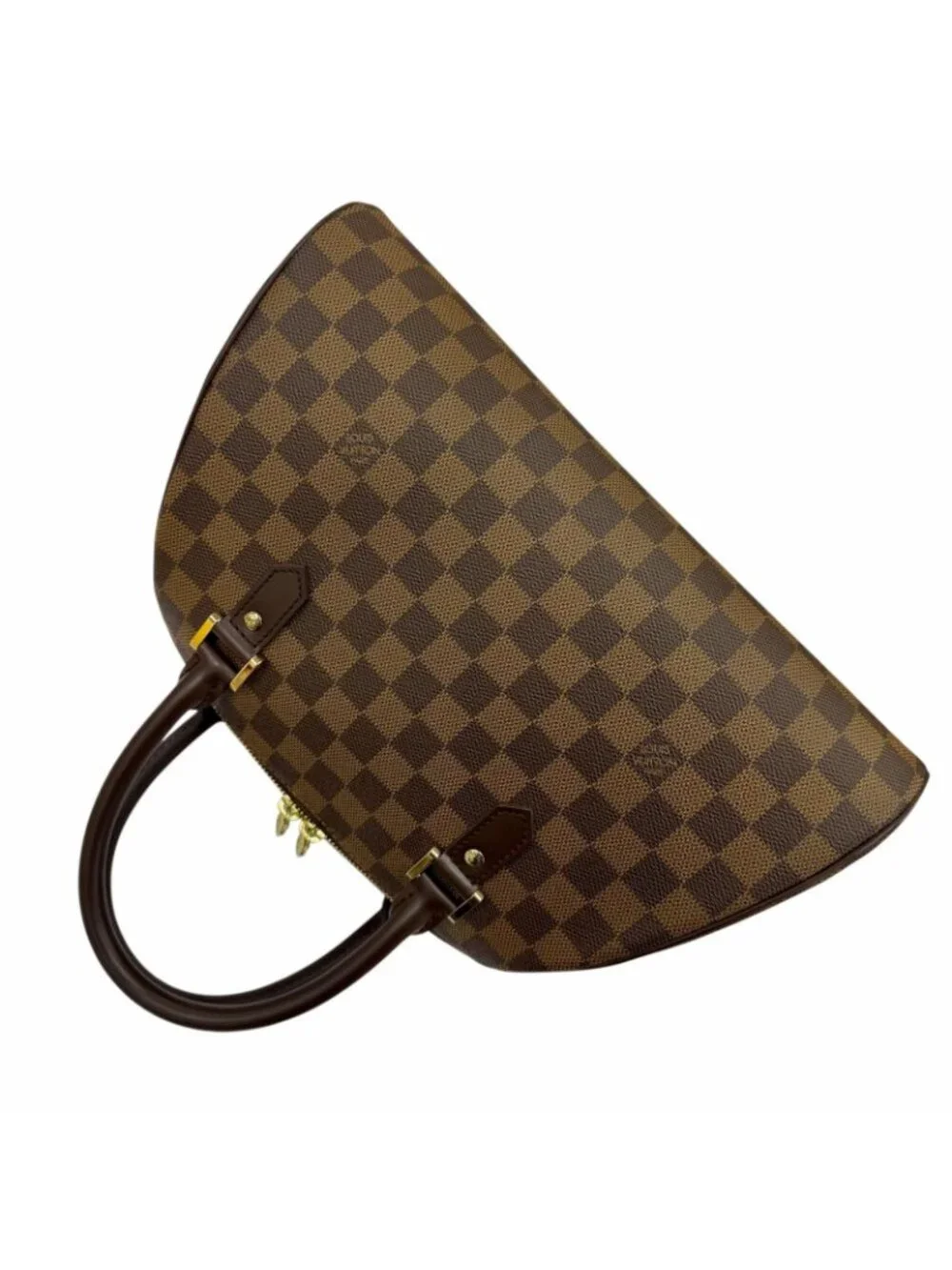 Louis Vuitton Riviera Damier Canvas Leather Handbag Brown Gold